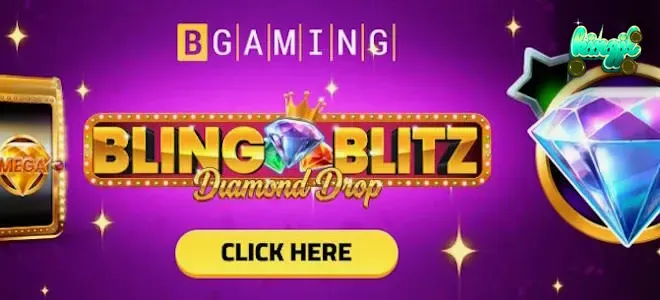 Isang makulay at kumukutitap na visual mula sa Bling Blitz Diamond Drop slot.